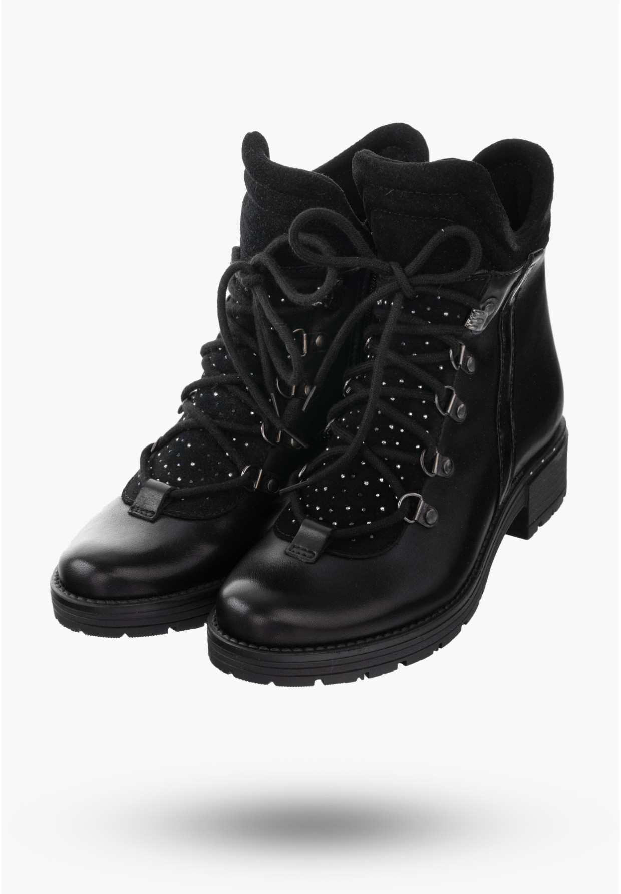 Buty Damskie Skórzane Botki Czarne Ocieplane Na Zimę 2081-001-03-5
