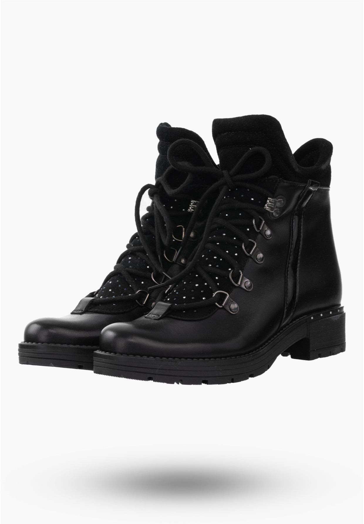 Buty Damskie Skórzane Botki Czarne Ocieplane Na Zimę 2081-001-03-5