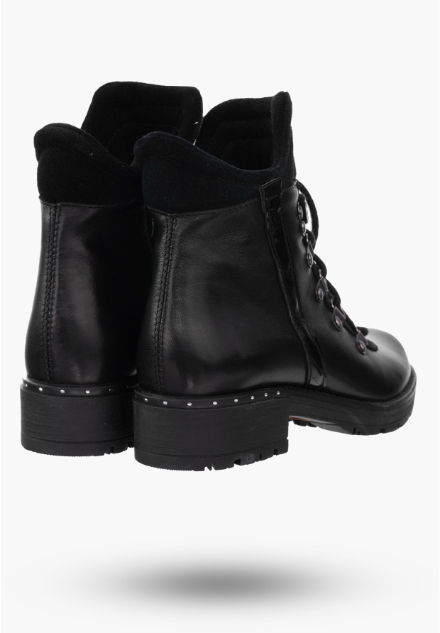 Buty Damskie Skórzane Botki Czarne Ocieplane Na Zimę 2081-001-03-5