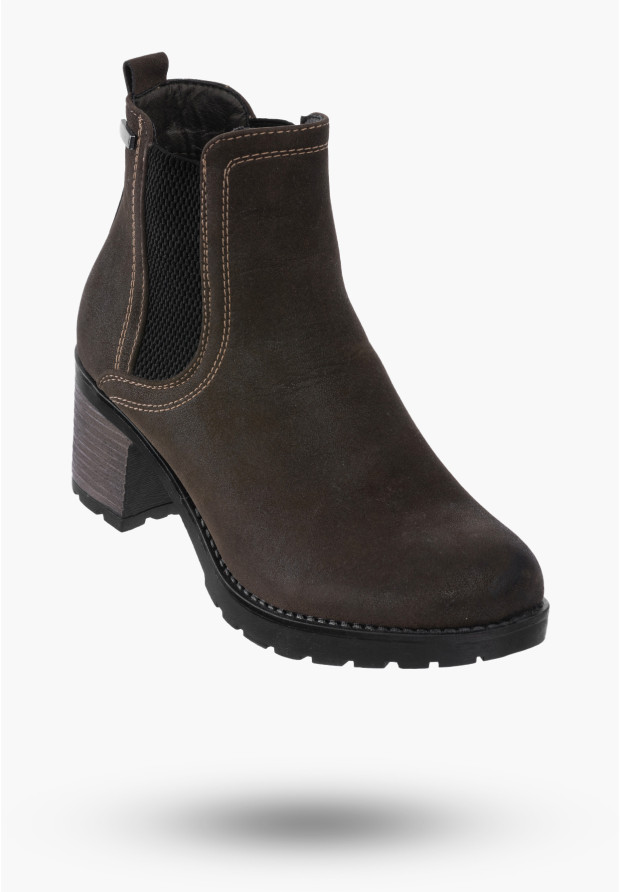 Buty Damskie Botki Zielone Ekoskóra Modne Na Zimę 20BT35-3029-DK.GREEN