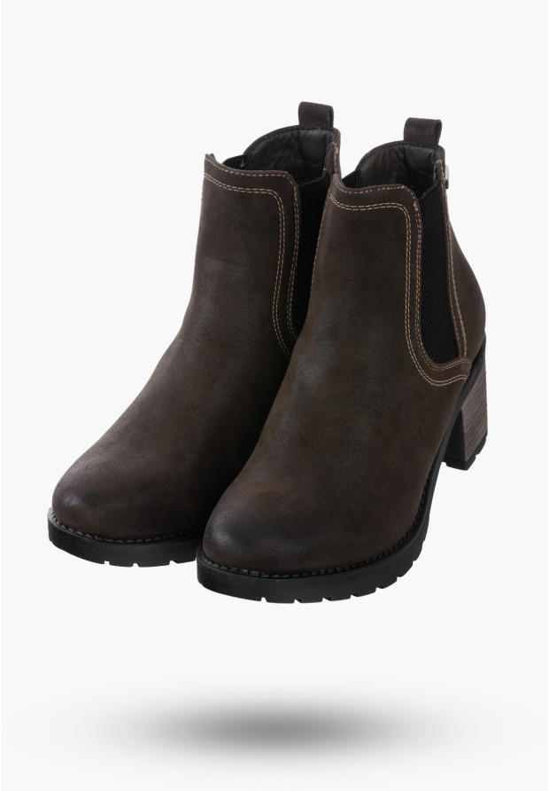Buty Damskie Botki Zielone Ekoskóra Modne Na Zimę 20BT35-3029-DK.GREEN