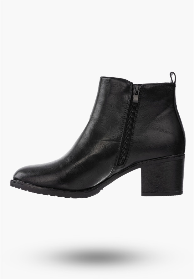 Botki Damskie Buty ze Skóry Ekologicznej Ocieplane Czarne Eleganckie Na Zimę ASA128-2