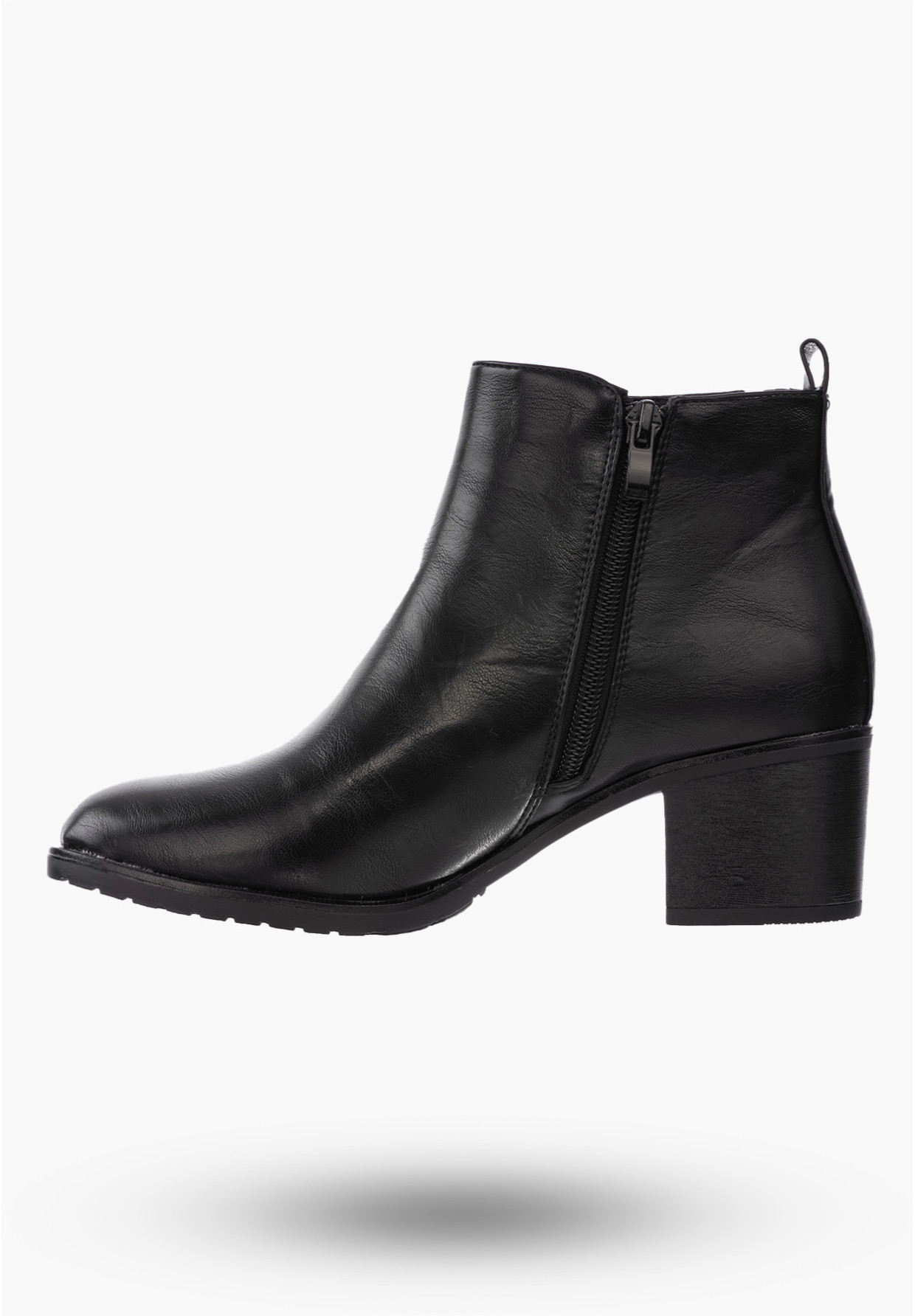 Botki Damskie Buty ze Skóry Ekologicznej Ocieplane Czarne Eleganckie Na Zimę ASA128-2