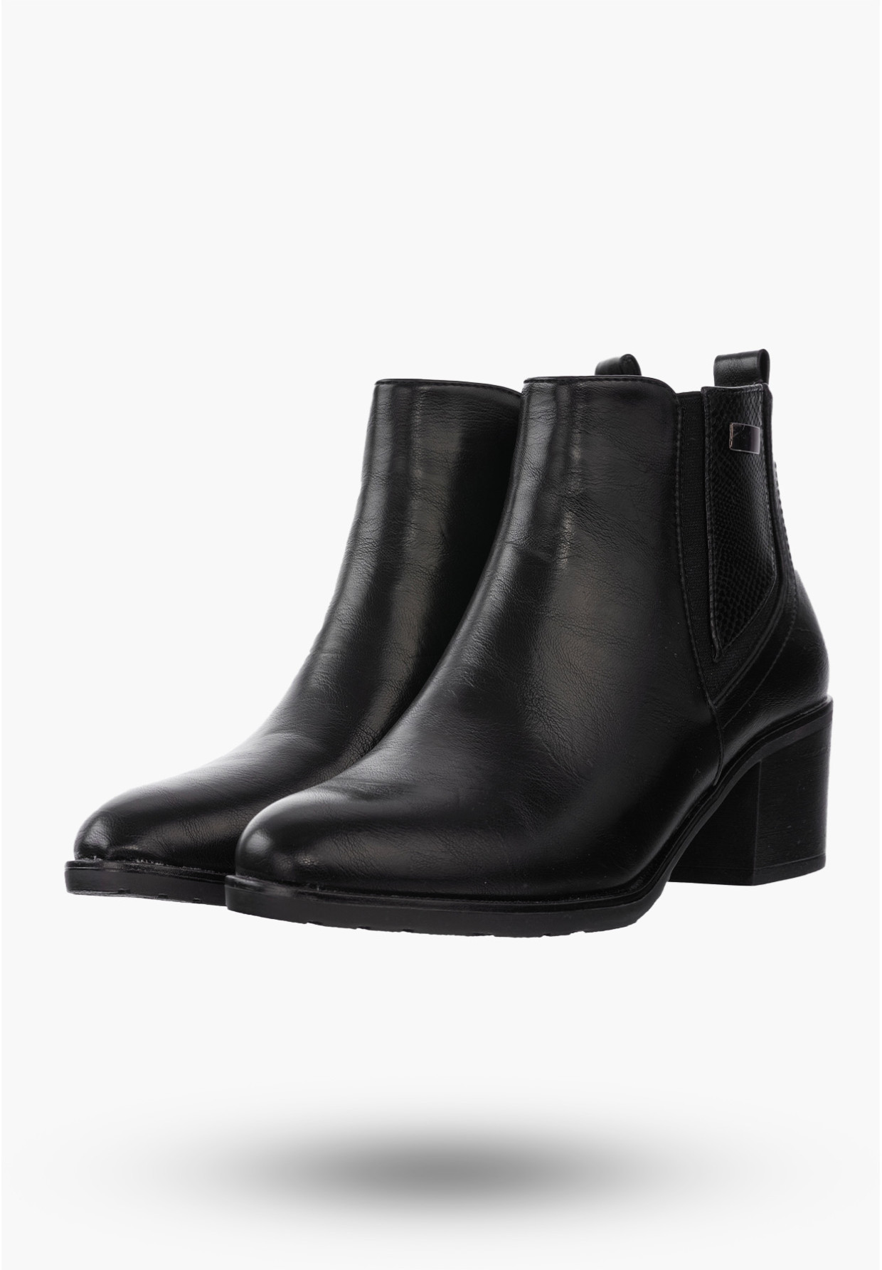 Botki Damskie Buty ze Skóry Ekologicznej Ocieplane Czarne Eleganckie Na Zimę ASA128-2