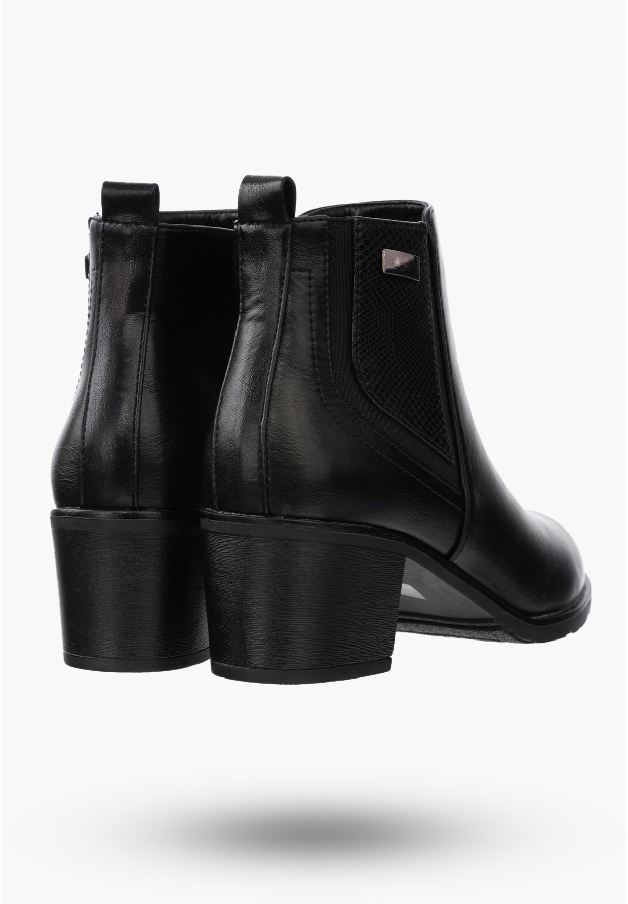 Botki Damskie Buty ze Skóry Ekologicznej Ocieplane Czarne Eleganckie Na Zimę ASA128-2