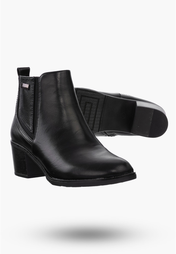 Botki Damskie Buty ze Skóry Ekologicznej Ocieplane Czarne Eleganckie Na Zimę ASA128-2