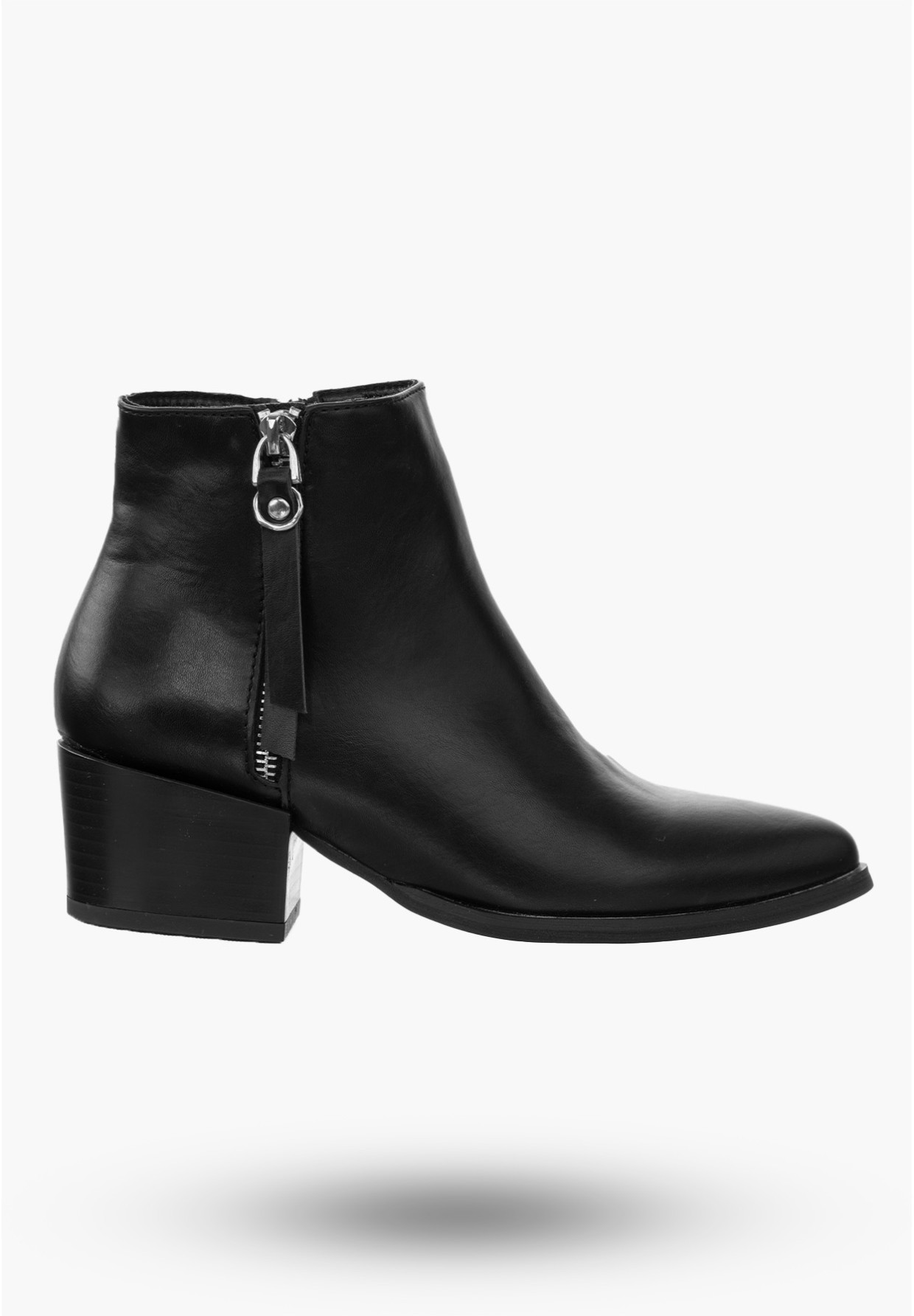 Botki Damskie Buty ze Skóry Ekologicznej Eleganckie Ocieplane Czarne Na Zimę 20BT35-3028