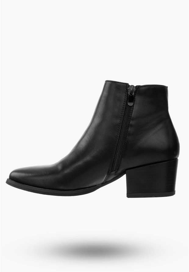 Botki Damskie Buty ze Skóry Ekologicznej Eleganckie Ocieplane Czarne Na Zimę 20BT35-3028