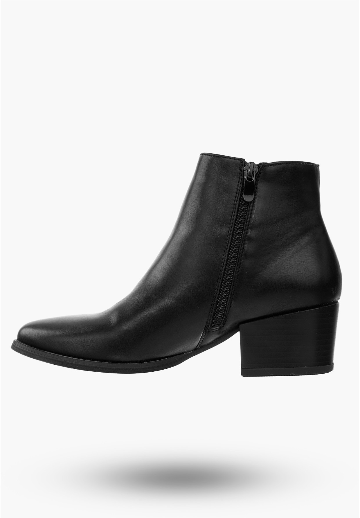Botki Damskie Buty ze Skóry Ekologicznej Eleganckie Ocieplane Czarne Na Zimę 20BT35-3028