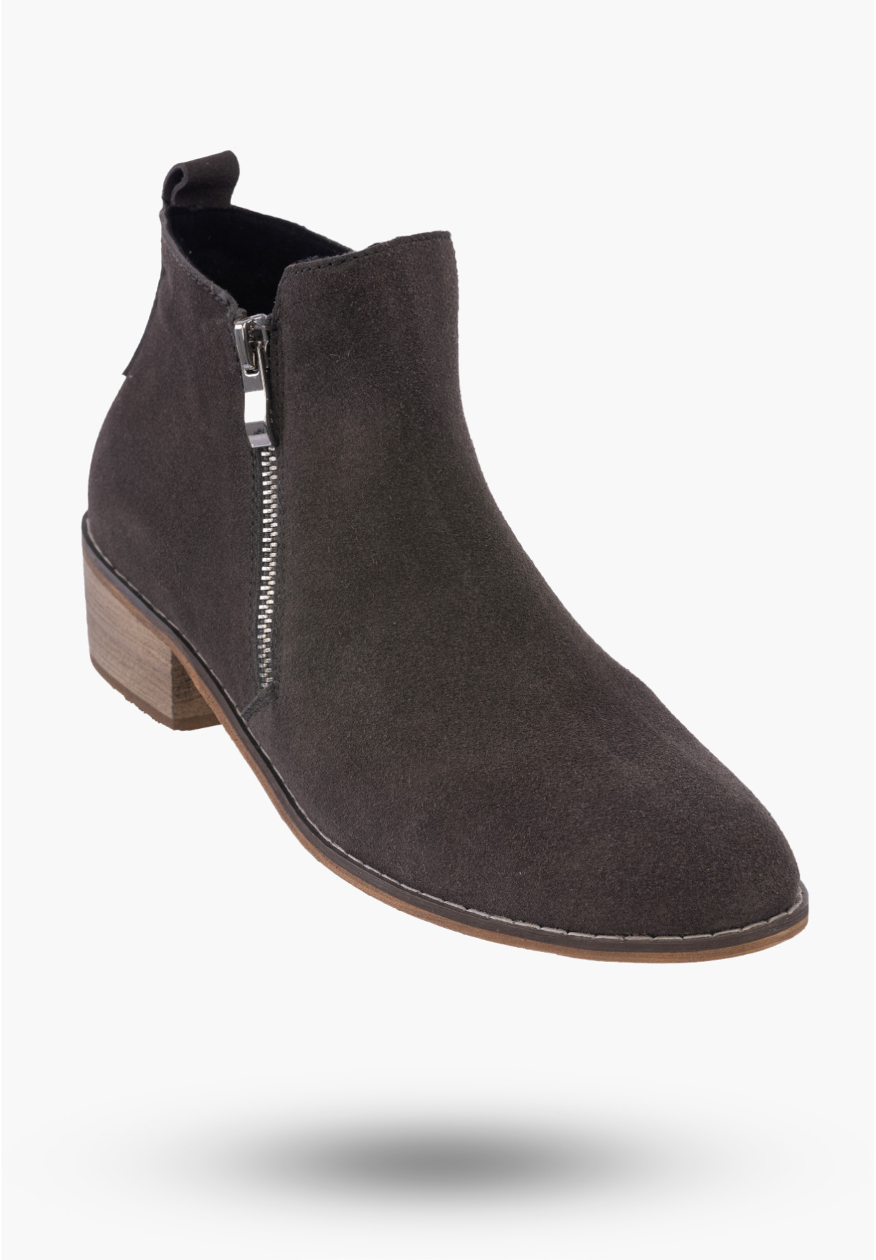 Botki Damskie Buty ze Skóry Naturalnej Szare Klasyczne Na Zimę HW-02