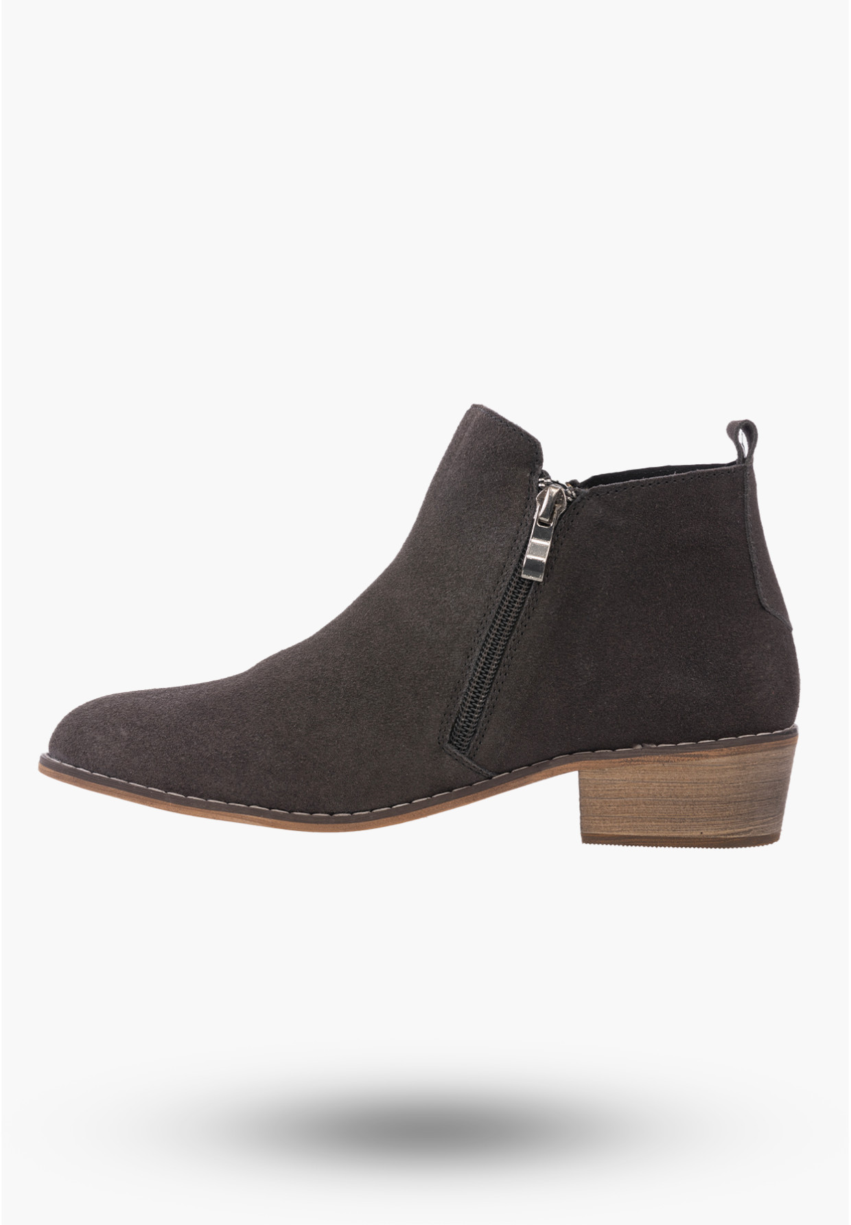 Botki Damskie Buty ze Skóry Naturalnej Szare Klasyczne Na Zimę HW-02