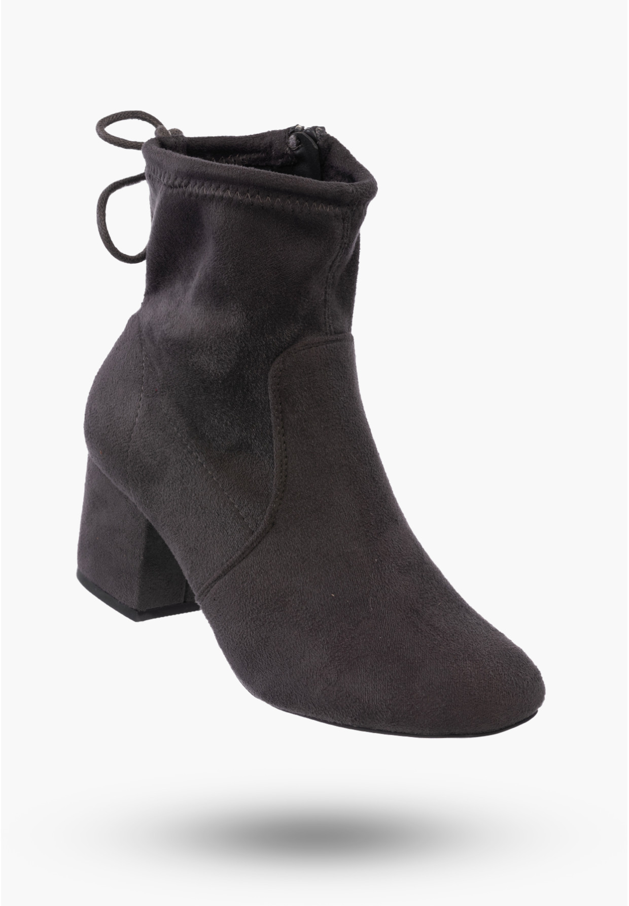 Buty Damskie Botki Zamszowe Szare Na Klocku Modne Na Zimę GD-BM-84