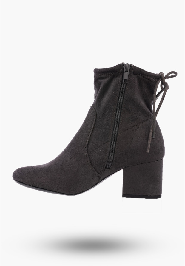 Buty Damskie Botki Zamszowe Szare Na Klocku Modne Na Zimę GD-BM-84