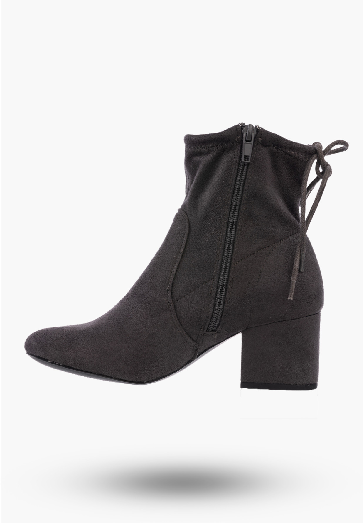 Buty Damskie Botki Zamszowe Szare Na Klocku Modne Na Zimę GD-BM-84