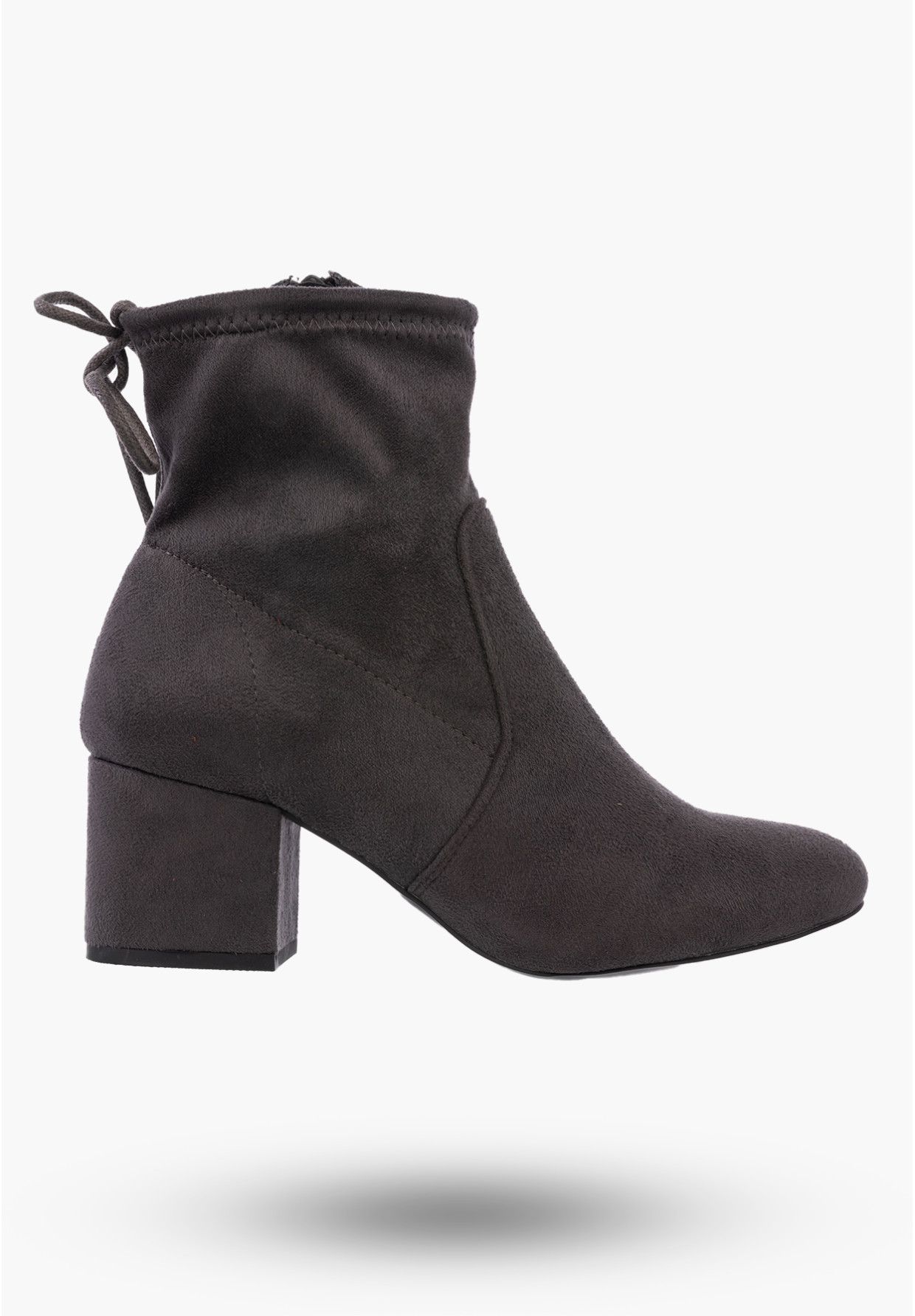 Buty Damskie Botki Zamszowe Szare Na Klocku Modne Na Zimę GD-BM-84