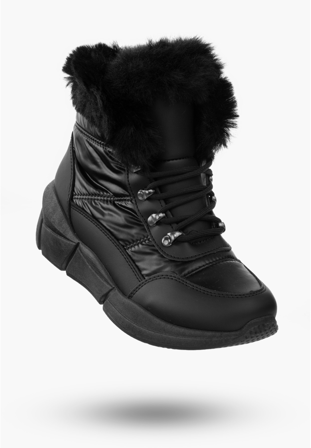 Buty Damskie Śniegowce Czarne Ocieplane Modne Na Zimę 22SN26-5002-BLACK