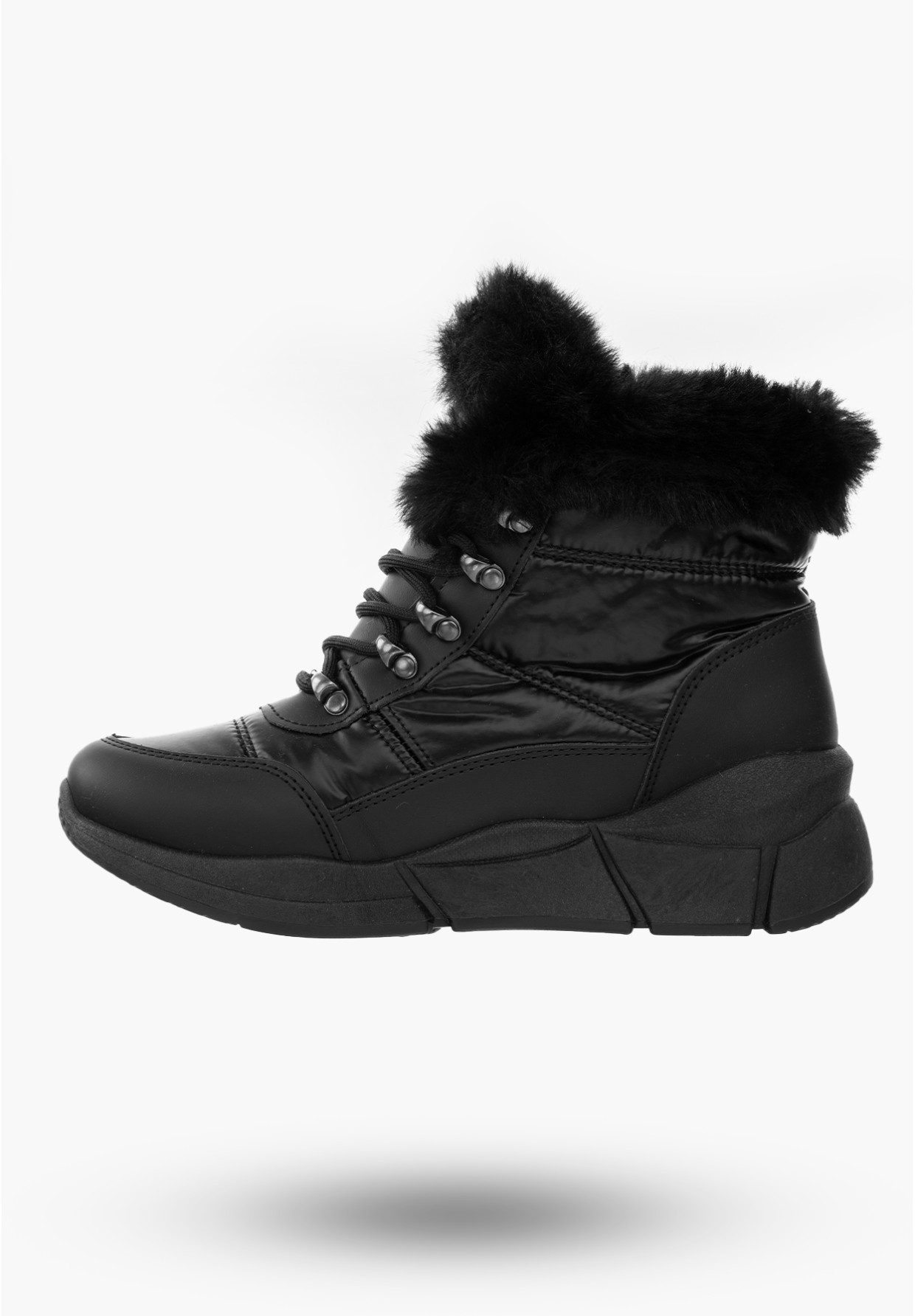 Buty Damskie Śniegowce Czarne Ocieplane Modne Na Zimę 22SN26-5002-BLACK
