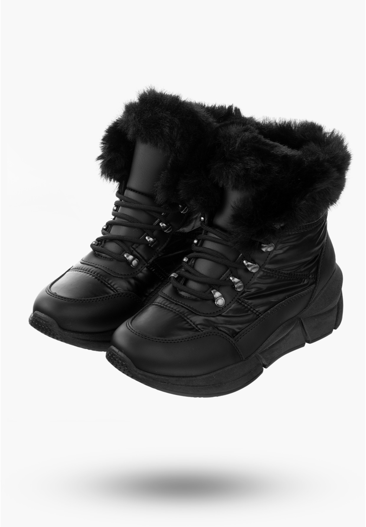 Buty Damskie Śniegowce Czarne Ocieplane Modne Na Zimę 22SN26-5002-BLACK