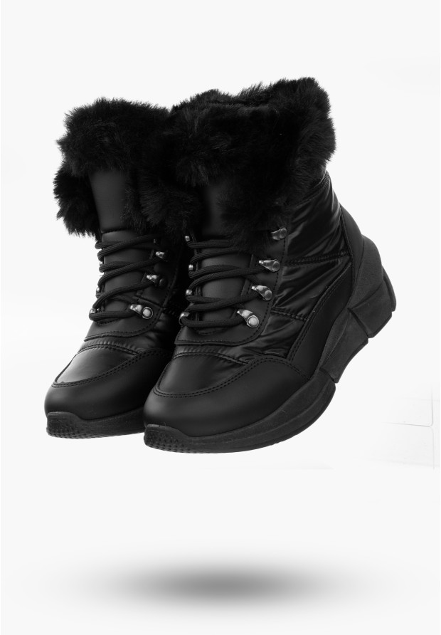 Buty Damskie Śniegowce Czarne Ocieplane Modne Na Zimę 22SN26-5002-BLACK