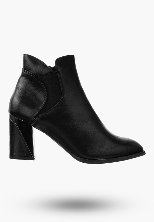 Buty Damskie Botki Ze Skóry Ekologicznej Czarne Ocieplane Na Zimę RMR2023-3