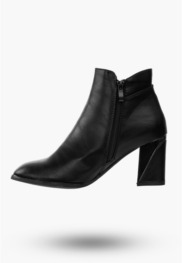 Buty Damskie Botki Ze Skóry Ekologicznej Czarne Ocieplane Na Zimę RMR2023-3