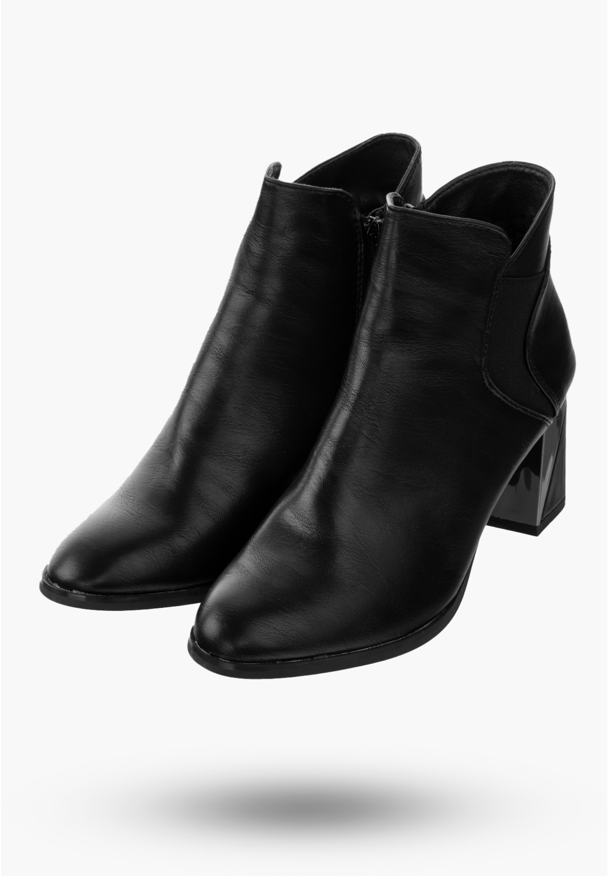 Buty Damskie Botki Ze Skóry Ekologicznej Czarne Ocieplane Na Zimę RMR2023-3