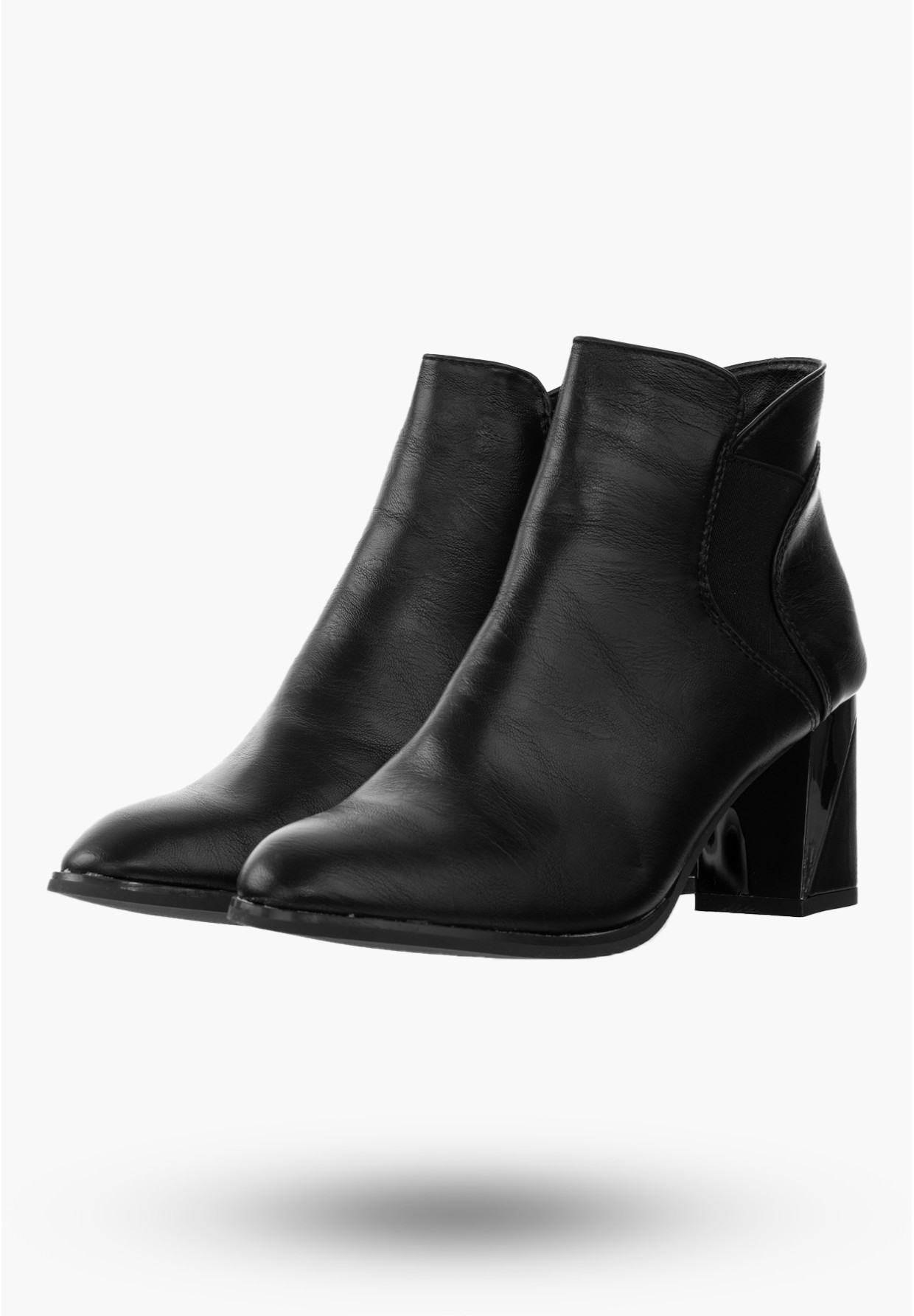 Buty Damskie Botki Ze Skóry Ekologicznej Czarne Ocieplane Na Zimę RMR2023-3