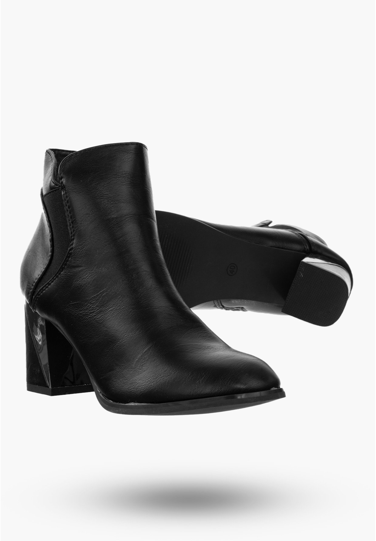 Buty Damskie Botki Ze Skóry Ekologicznej Czarne Ocieplane Na Zimę RMR2023-3