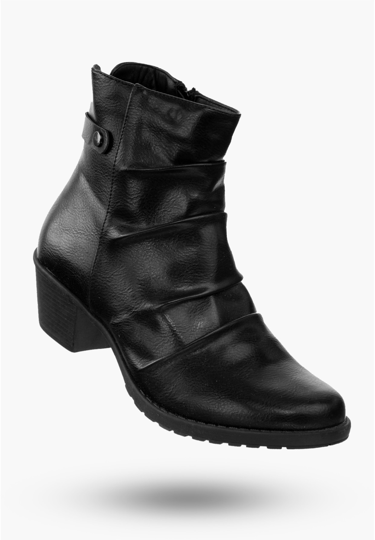 Buty Damskie Botki Ze Skóry Ekologicznej Czarne Ocieplane Na Zimę RMR1709-10