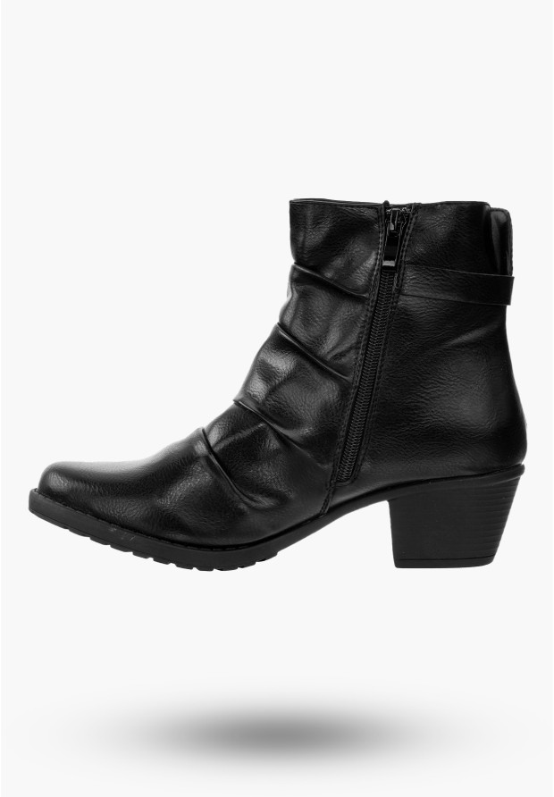 Buty Damskie Botki Ze Skóry Ekologicznej Czarne Ocieplane Na Zimę RMR1709-10