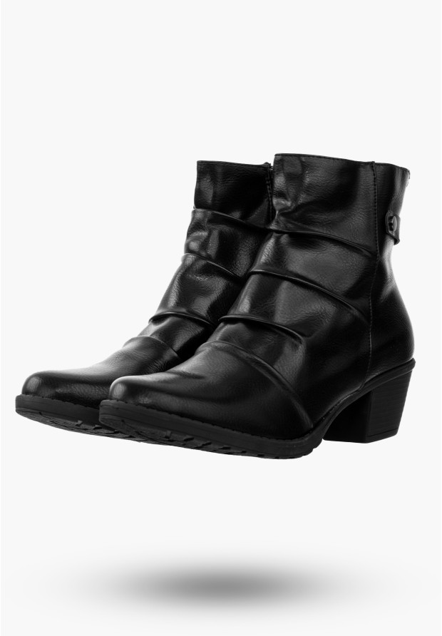 Buty Damskie Botki Ze Skóry Ekologicznej Czarne Ocieplane Na Zimę RMR1709-10