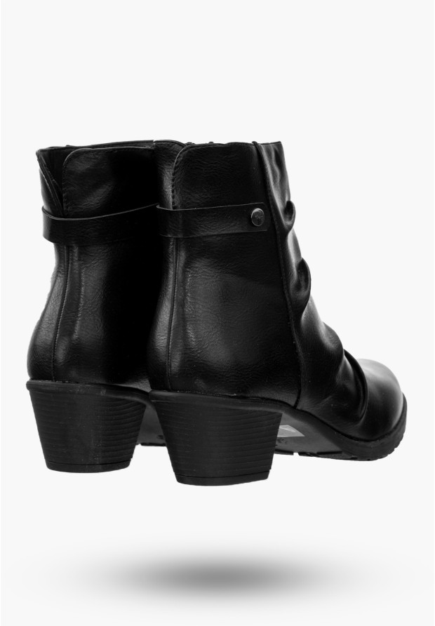 Buty Damskie Botki Ze Skóry Ekologicznej Czarne Ocieplane Na Zimę RMR1709-10