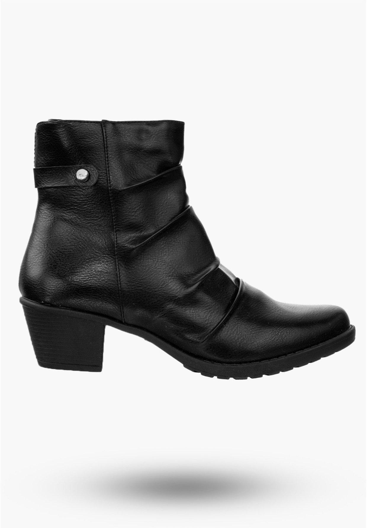 Buty Damskie Botki Ze Skóry Ekologicznej Czarne Ocieplane Na Zimę RMR1709-10