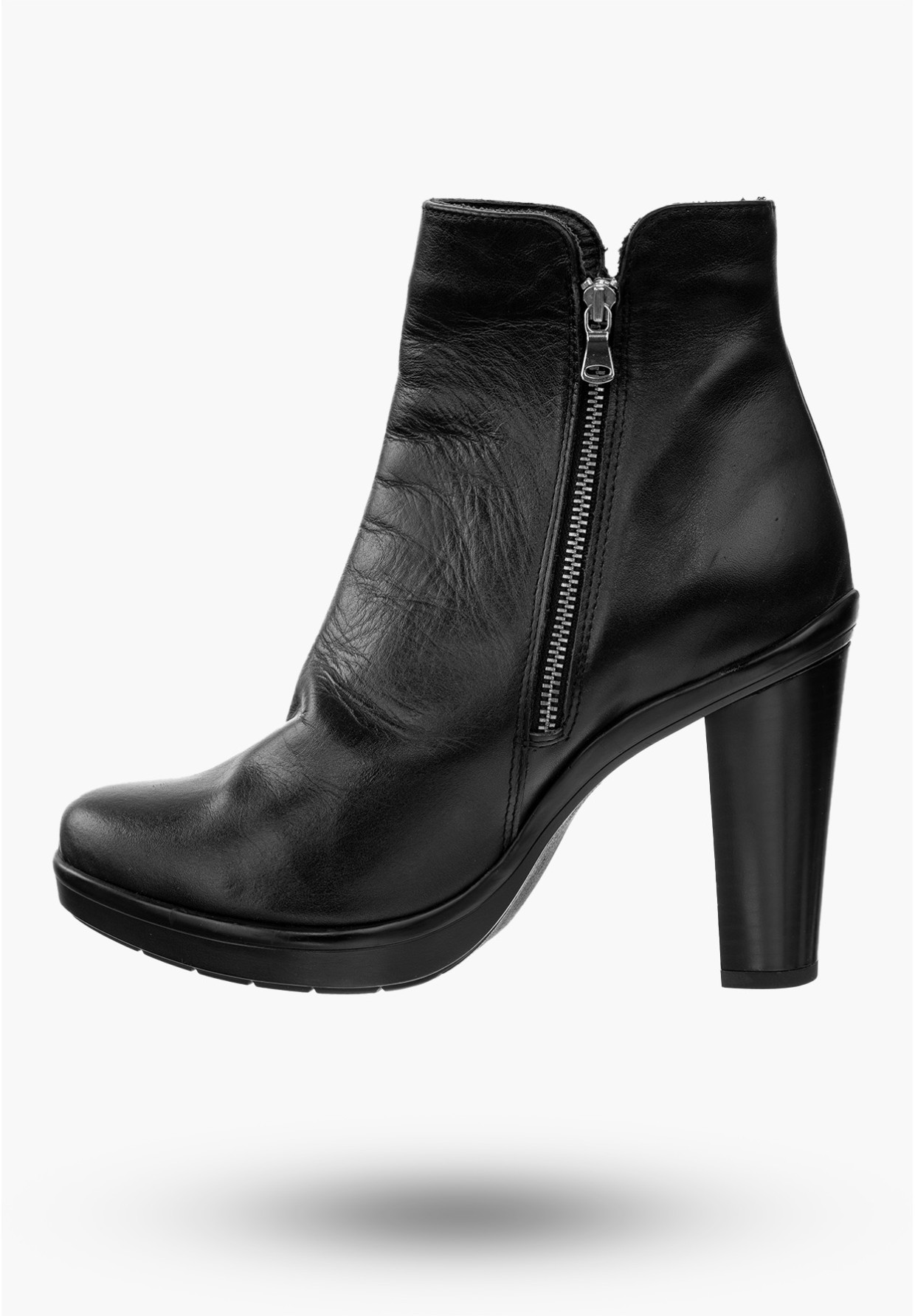 Buty Damskie Botki Skórzane Czarne Ocieplane Na Słupku Na Zimę Szewczyk 437