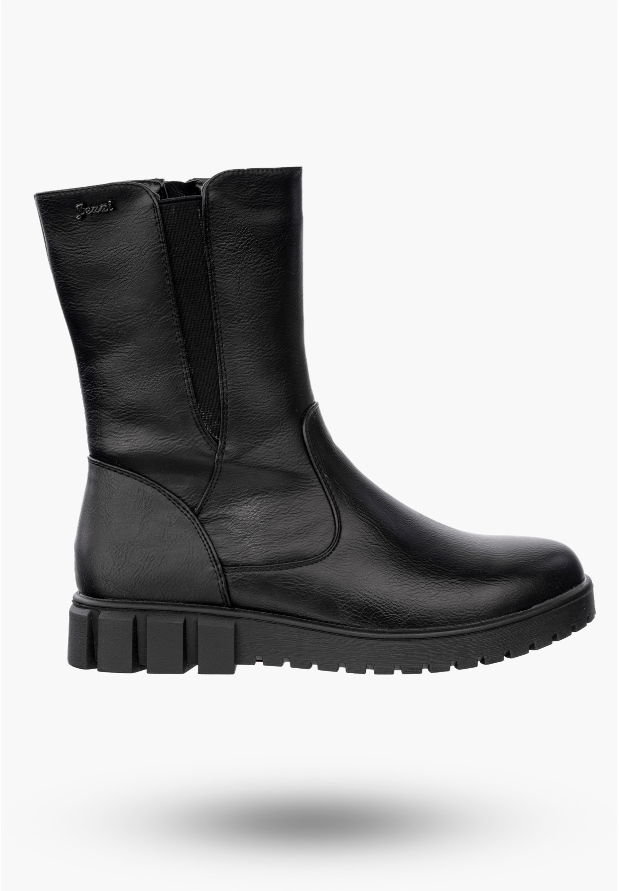 Buty Damskie Botki Ekoskóra Czarne Ocieplane Stylowe Na Zimę ASA129-2