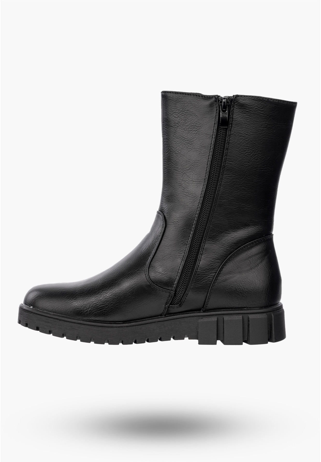 Buty Damskie Botki Ekoskóra Czarne Ocieplane Stylowe Na Zimę ASA129-2