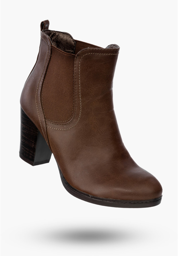 Buty Damskie Botki Brązowe...