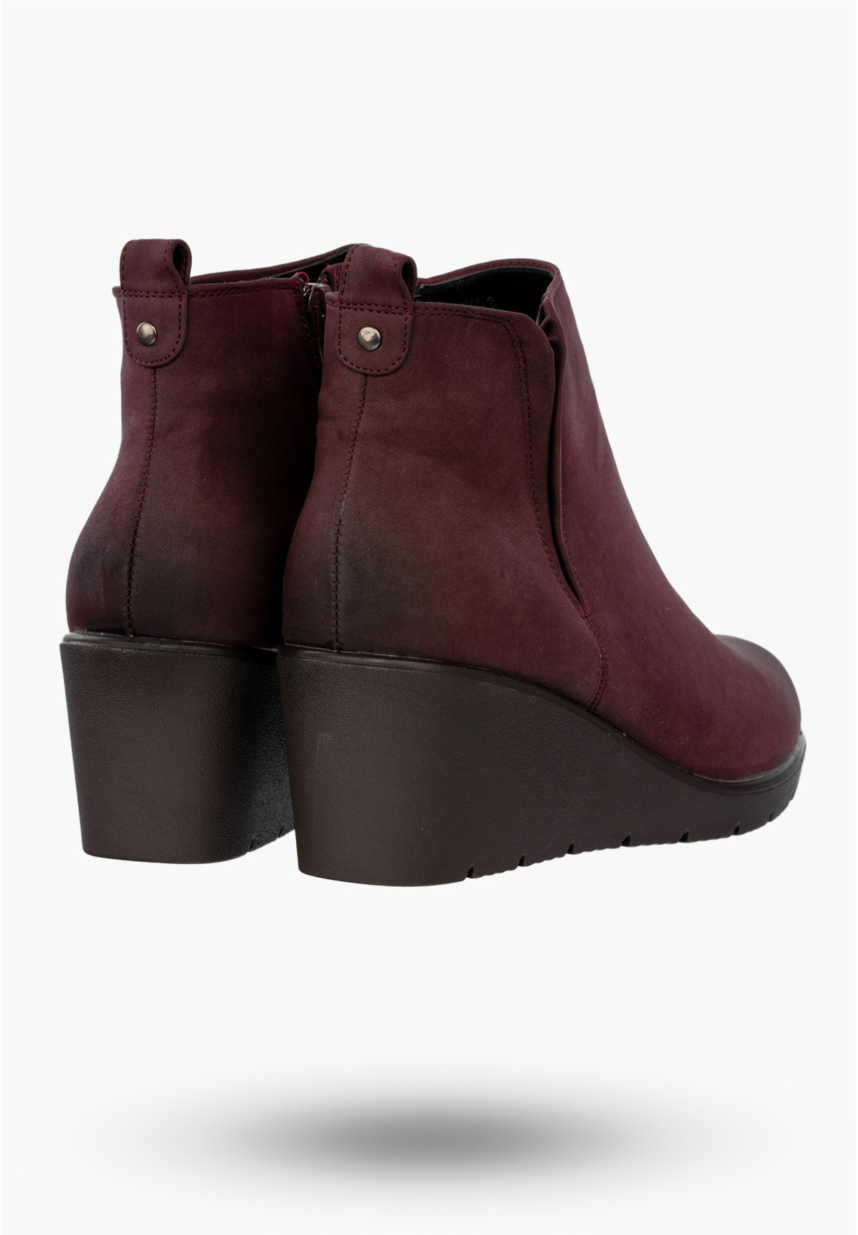 Buty Damskie Botki Bordowe Ekoskóra Ocieplane Na Koturnie Na Zimę MR1710-3