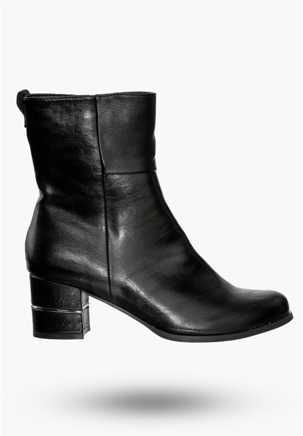 Buty Damskie Botki Ekoskóra Ocieplane Na Klocku Modne Na Zimę Czarne ASA125A-5