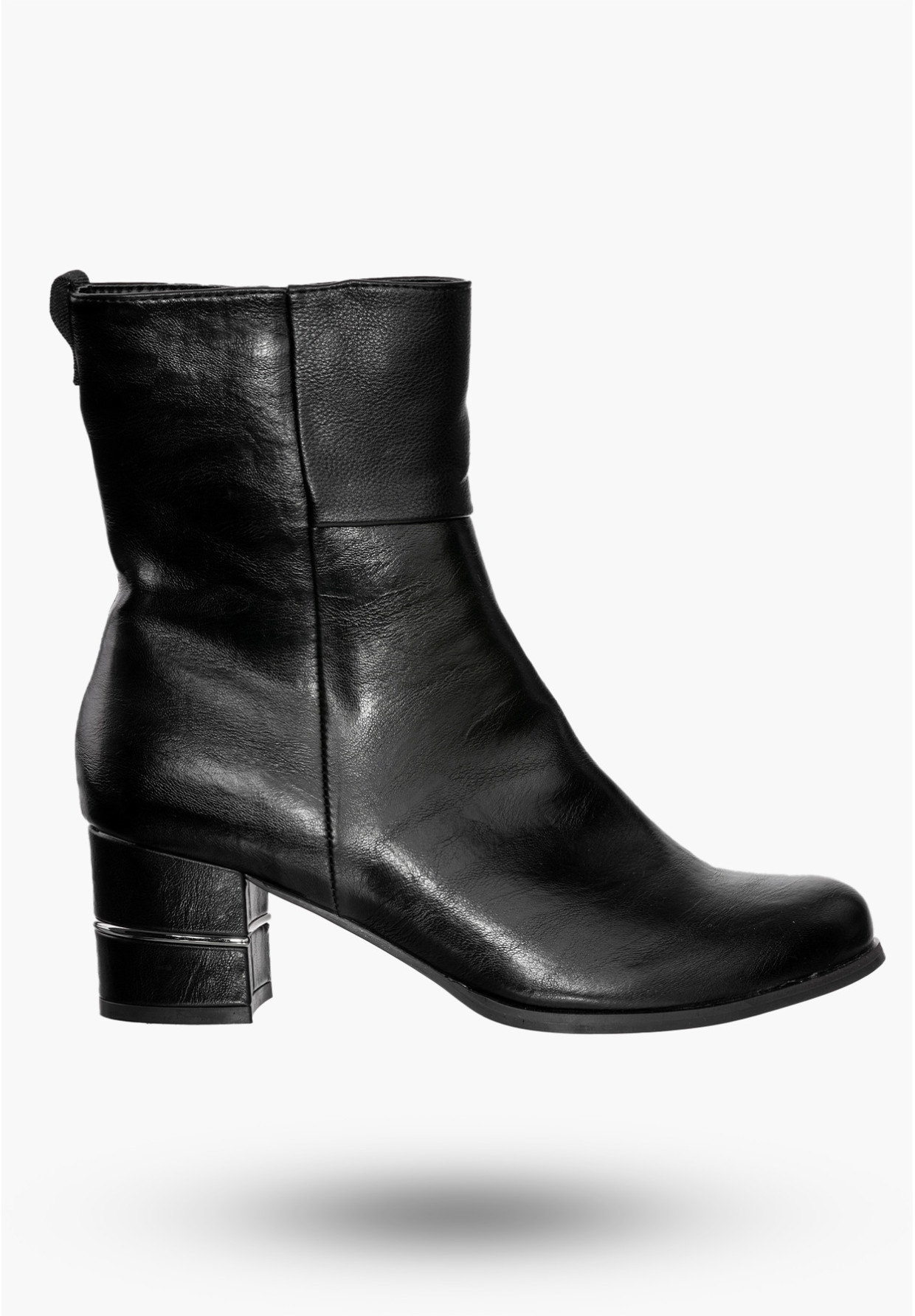 Buty Damskie Botki Ekoskóra Ocieplane Na Klocku Modne Na Zimę Czarne ASA125A-5