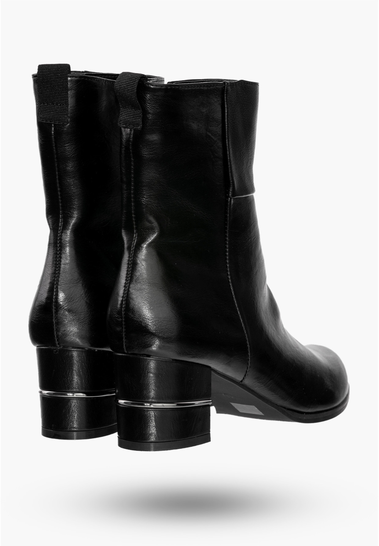 Buty Damskie Botki Ekoskóra Ocieplane Na Klocku Modne Na Zimę Czarne ASA125A-5