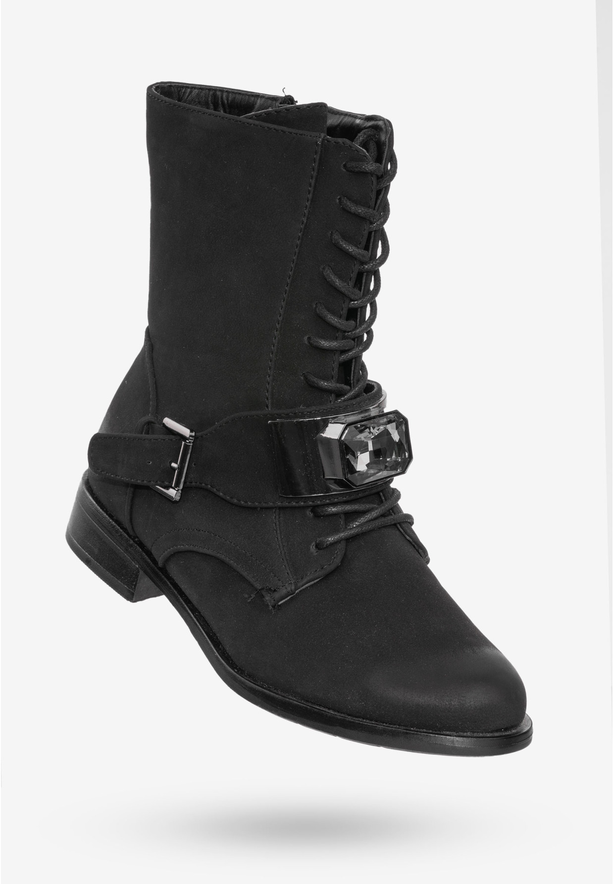 Buty Damskie Botki Ekoskóra Ocieplane Na Zimę Czarne MR1711-8