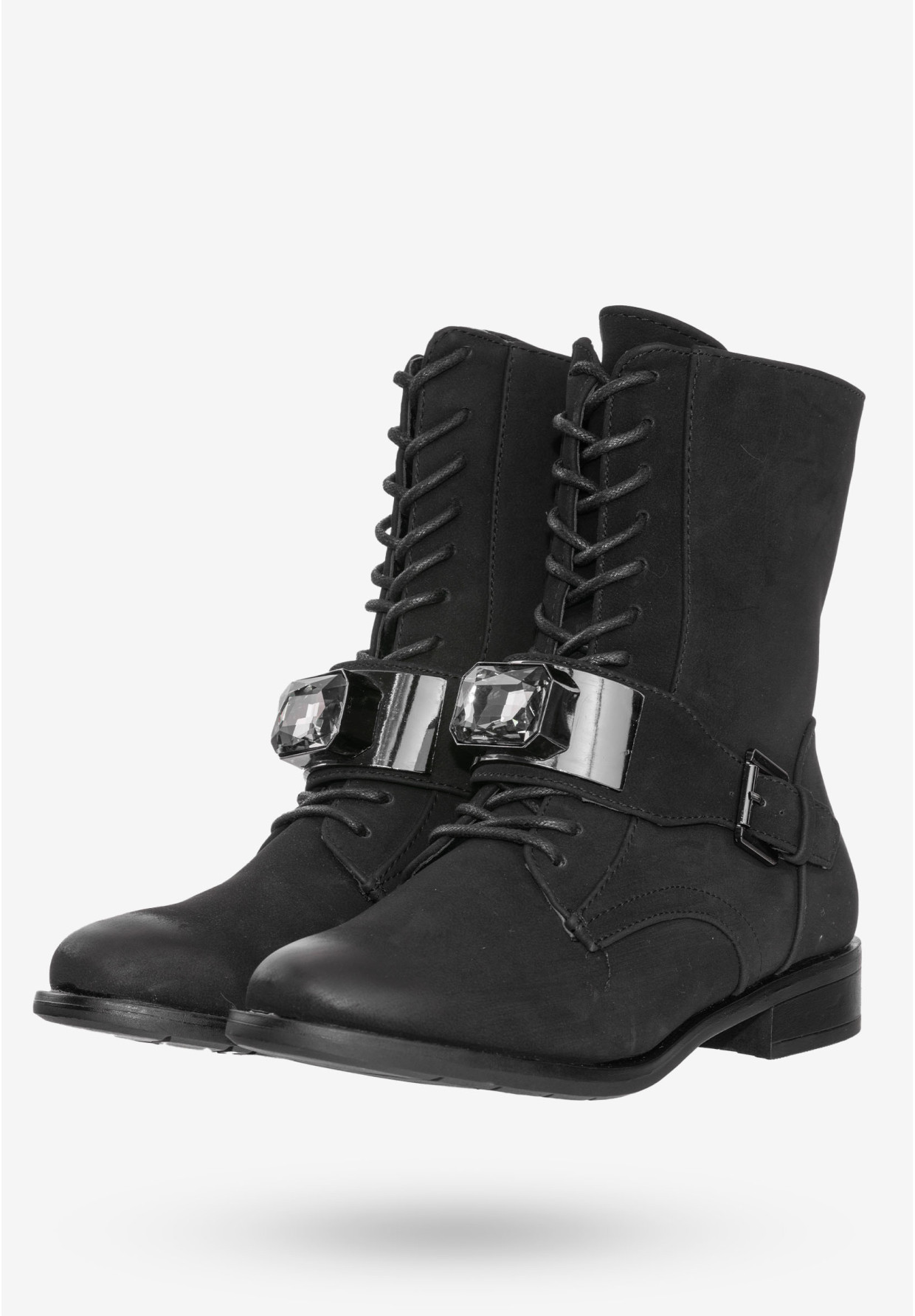 Buty Damskie Botki Ekoskóra Ocieplane Na Zimę Czarne MR1711-8
