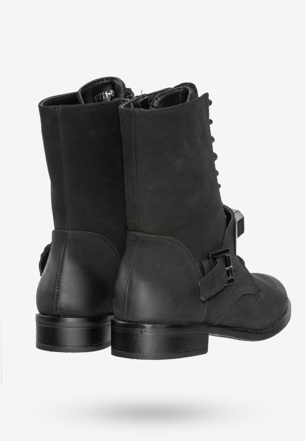 Buty Damskie Botki Ekoskóra Ocieplane Na Zimę Czarne MR1711-8