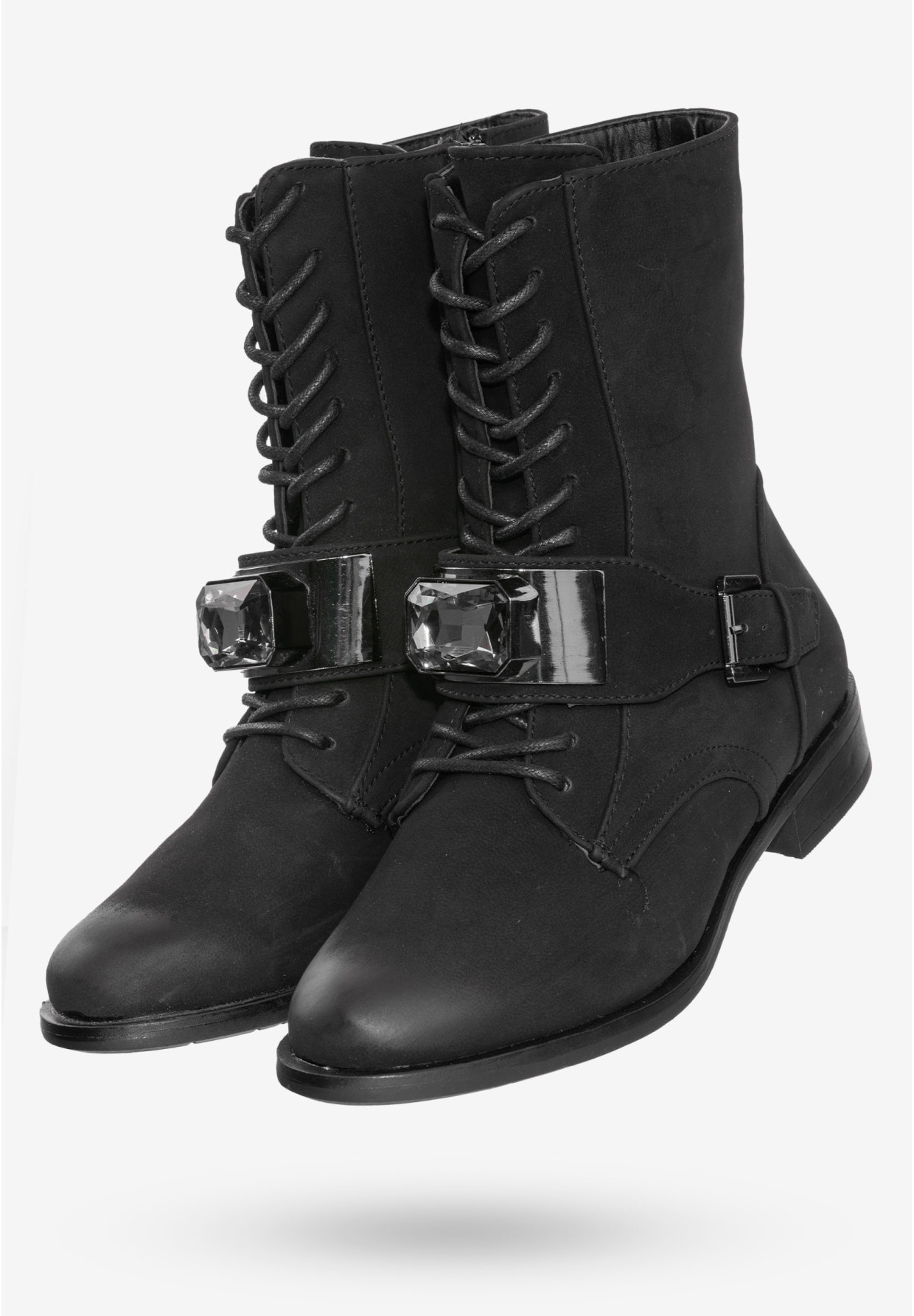 Buty Damskie Botki Ekoskóra Ocieplane Na Zimę Czarne MR1711-8