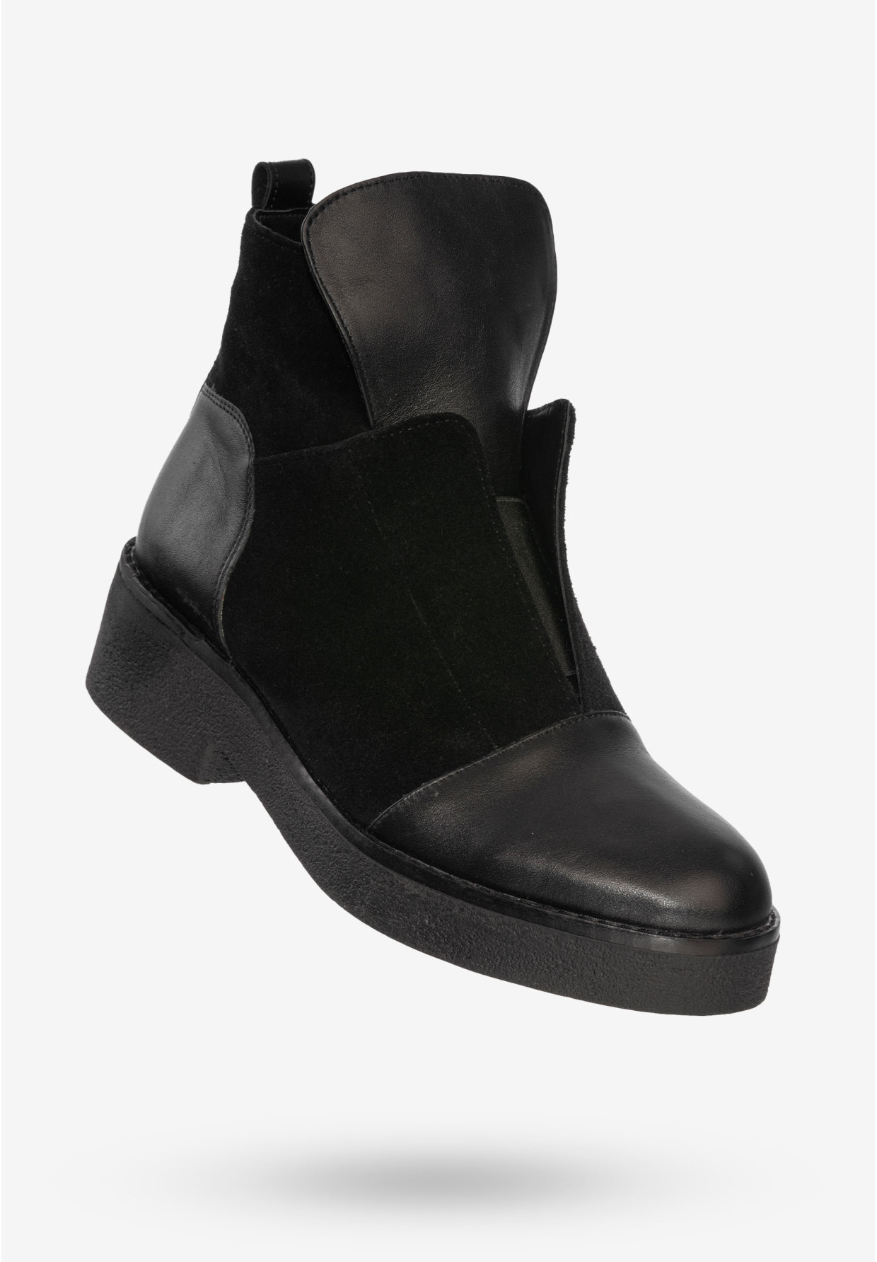 Buty Damskie Botki Ze Skóry Naturalnej Na Zimę Ocieplane Czarne V245