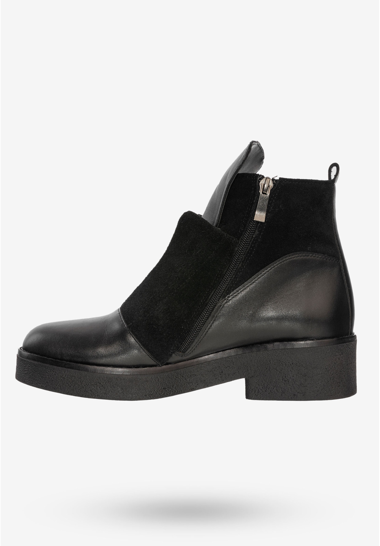Buty Damskie Botki Ze Skóry Naturalnej Na Zimę Ocieplane Czarne V245