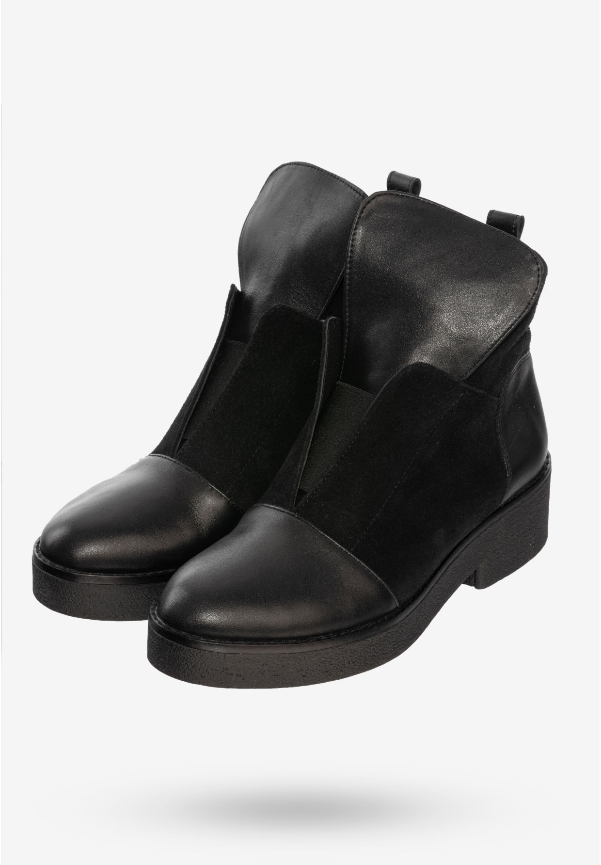 Buty Damskie Botki Ze Skóry Naturalnej Na Zimę Ocieplane Czarne V245