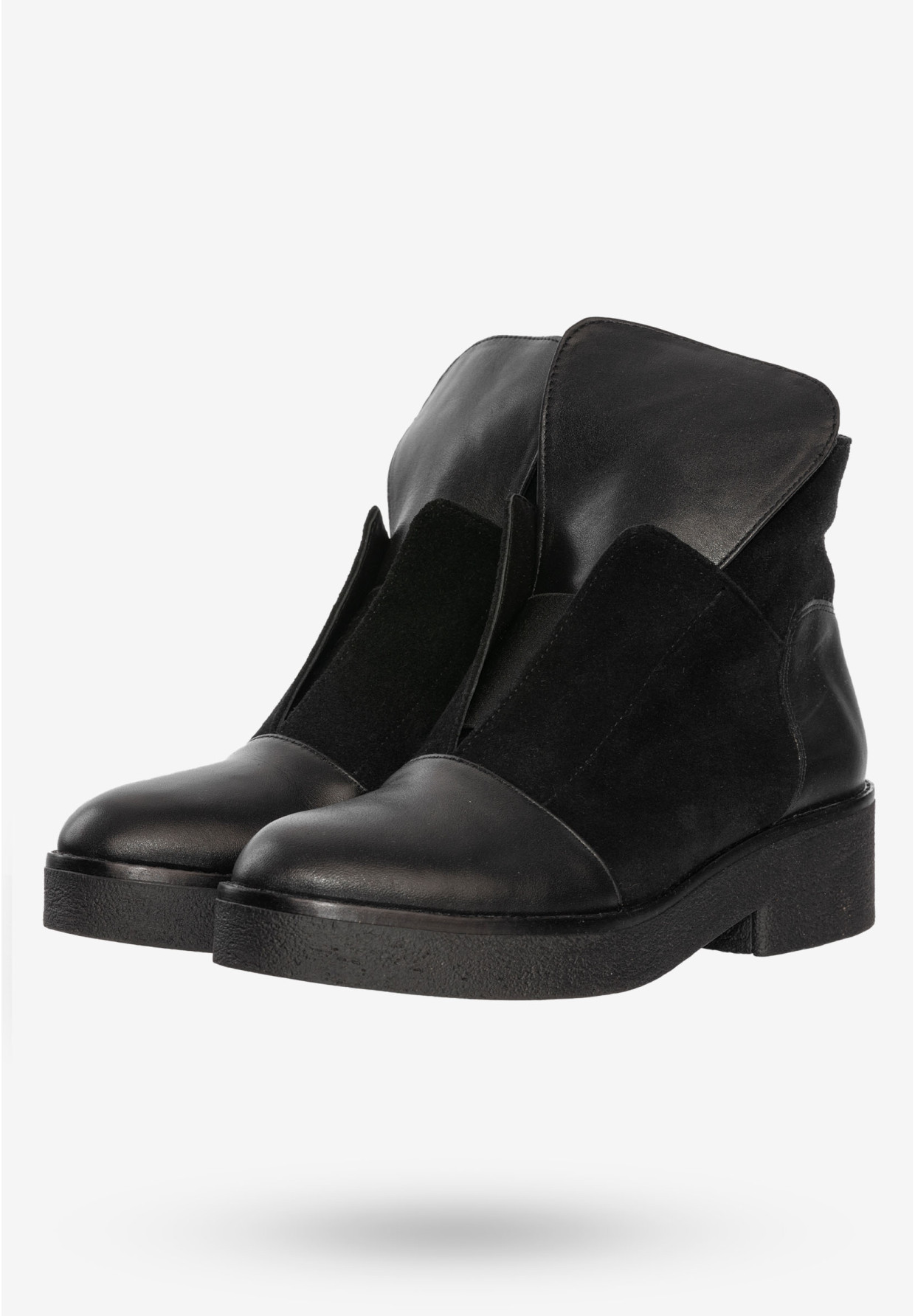 Buty Damskie Botki Ze Skóry Naturalnej Na Zimę Ocieplane Czarne V245