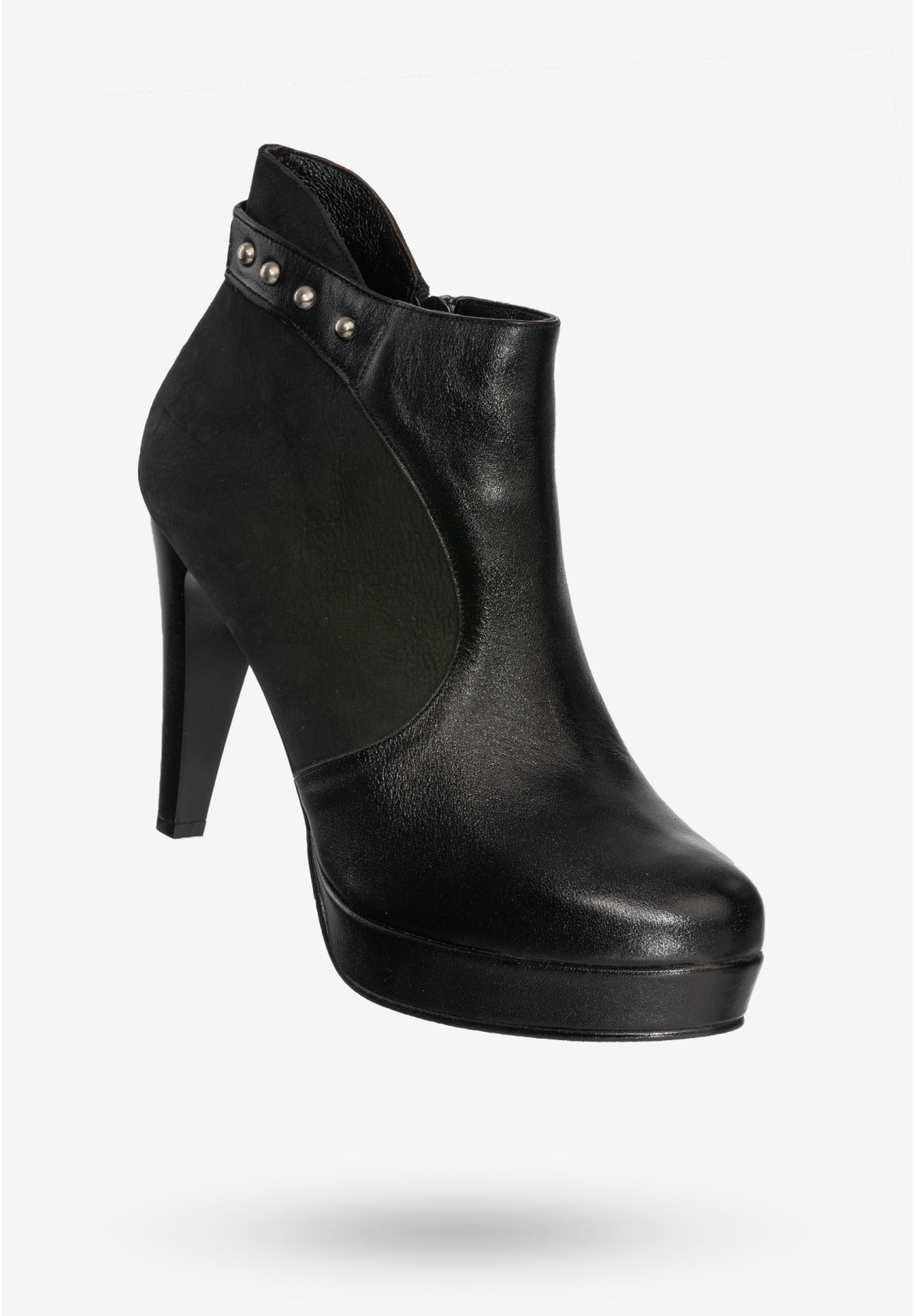 Buty Damskie Botki Skórzane Na Obcasie Na Zimę Modne Czarne Korda 1226
